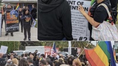 Revcoms at protest and counter-protest