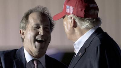 Ken Paxton grinning with Donald Trump