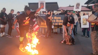 Screengrab from video of protest