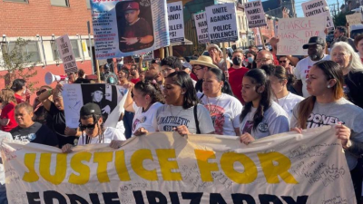 Protest against Philly cop murder of Eddie Irizarry, August 31, 2023.