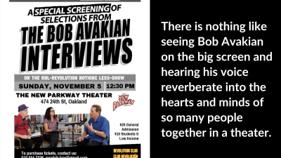 There is nothing like seeing Bob Avakian on the big screen and hearing his voice reverberate into the hearts and minds of so many people together in a theater.