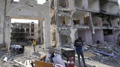 Palestinian houses destroyed on the fifth day of temporary ceasefire, Gaza City, November 28, 2023.