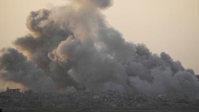 Smoke rises from Israeli bombardment of Gaza Strip after cease fire ended, December 2, 2023.