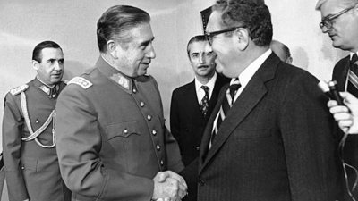 U.S. Secretary of State Henry Kissinger with his fellow butcher of Chile, General Augusto Pinochet, 1976.