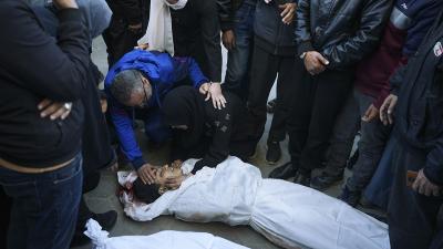 Palestinians mourn their relatives killed in the Israeli bombardments of the Gaza Strip, February 29, 2024.