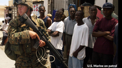 U.S. Marine on patrol in Port-au-Prince, 2004