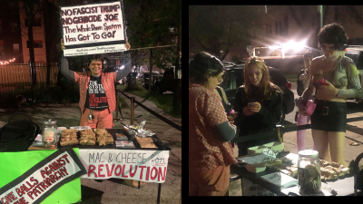 The revcoms were invited to set up a table outside a University of Texas residential co-op, one of many “unofficial” Austin venues for performers boycotting the South by Southwest music festival.