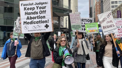 Seattle march protesting ruling against mifepriston, April 8, 2023.