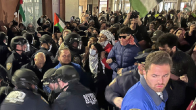 Protesting students confronting NYPD brutality