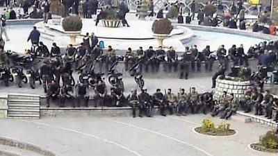 Iran’s morality police agent staging area in Tehran’s City Theater. (Credit: Akhbar-Rooz.com)