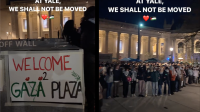 Screengrabs from video of Yale students’ occupation