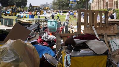 UCLA encampment trashed by police