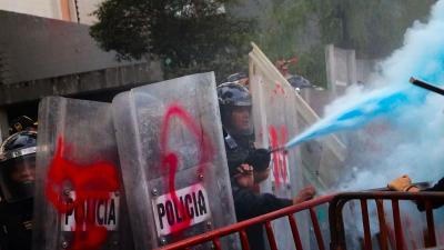 Repression by the Mexico City police against the protest at the Israeli Embassy, May 28, 2024.
