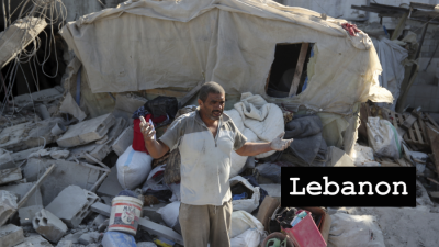 Lebanese man expresses outrage at destruction by Israeli bomb