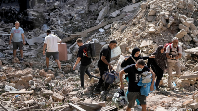 Destruction in Beirut, Lebanon from Israeli airstrike, October 11, 2024.