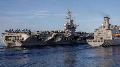 The aircraft carrier USS Abraham Lincoln on its way to the Middle East, August 14, 2024.