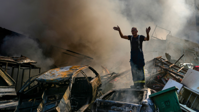 Fires from an Israeli airstrike in residential Dahiyeh, Beirut, Lebanon, November 1, 2024.