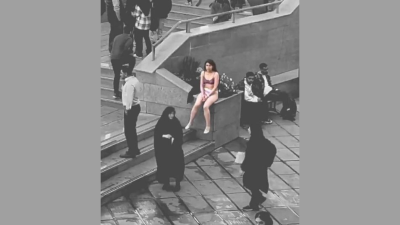 Ahoo Daryaei during her protest