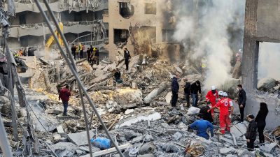 Searching for victims in rubble from an Israeli airstrike on central Beirut, Lebanon, November 23, 2024.