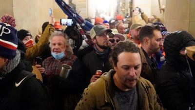 Rioters in U.S. capitol, January 6, 2021