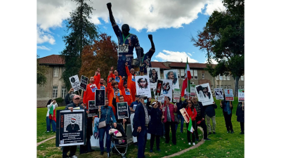 Protesters at San Jose State demand an end to executions and freedom for political prisoners in Iran, November 23, 2024. (Photo: BayArea4Iran)