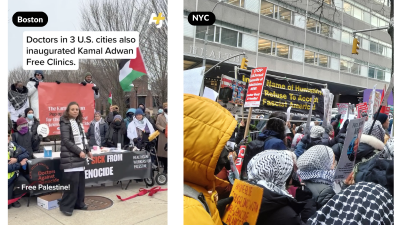 In Boston and NYC doctors, healthcare workers, and medical students demonstrated against the genocide in Gaza, January 6, 2025.