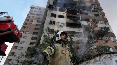 Damage to an apartment building in northern Tehran, Iran from Israeli airstrike, June 13, 2025.