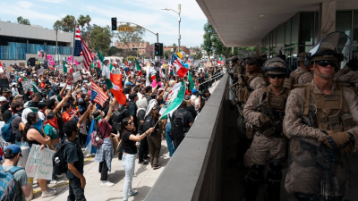 Protesters and soldiers, Los Angeles