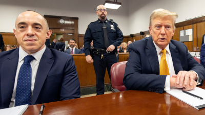 Emil Bove in court with his client Trump.