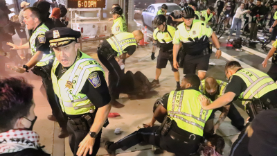 Police arrest anti-Gaza genocide protesters in Boston, October 7, 2025.
