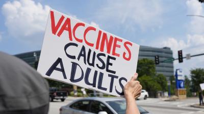 Protesters for vaccines outside CDC in Atlanta, June 25, 2025.