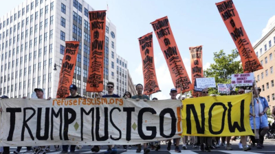 Trump Must Go NOW! banner