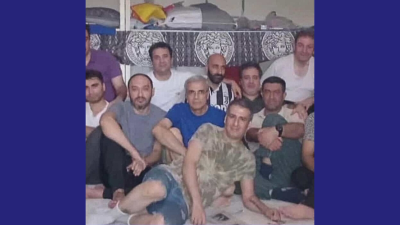 The prisoners who created a statue for International Women’s Day, in the men’s ward of Evin Prison, Tehran.