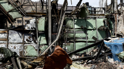 Screen shot of Iran war destruction from refusefascism.org