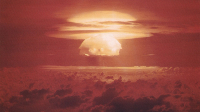Nuclear weapon test Bravo on Bikini Atoll.
