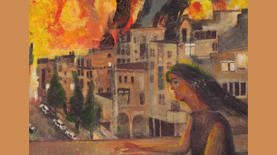 My city in flames, by artist @haniehghashghaei