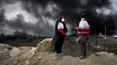 Smoke rises from a U.S.-Israeli strike on an oil factory in Tehran, Iran, March 8, 2026.