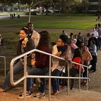 Early voters wait in line at Texas Southern University