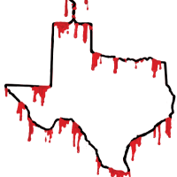 Bloody hanger in shape of state of Texas.