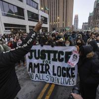 Protest of cop shooting of Amir Locke in Minneapolis.
