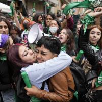 Massive celebrations in the streets of Bogata, Colombia, because abortion became legal.