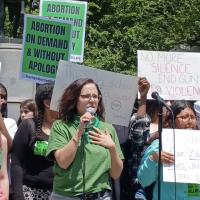 Sunsara Taylor speaking in Union Square, May 26, 2022