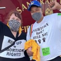 Two members of the Revolution Club, Xochitl and Magda, courageously raised banners of “Rise Up for Abortion Rights” and “End Roe? Hell No!” on the floor of the arena during the fifth game of the NBA finals in San Francisco. 
