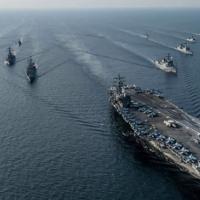 A U.S. Navy carrier battle group in the South China Sea, 2021.