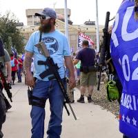Armed election deniers at the Arizon State Capitol 11/17/2020.