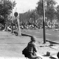 The U.S.-backed Shah’s army fires on protesters, Tehran, 1978.