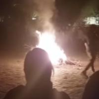 Iran protest, fire