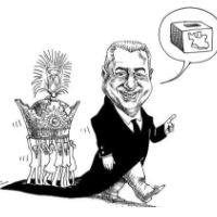 Reza Pahlavi cartoon.