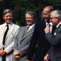 Helmut Schmidt, Jimmy Carter, Valéry Giscard d’Estaing, and James Callaghan at the 1979 Guadeloupe Conference.