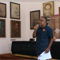 Ángel Sandoval, from the Revolution Movement, presenting Bob Avakian’s work at the International Book Fair-Palacio de Minería, Mexico City, March 5, 2023.